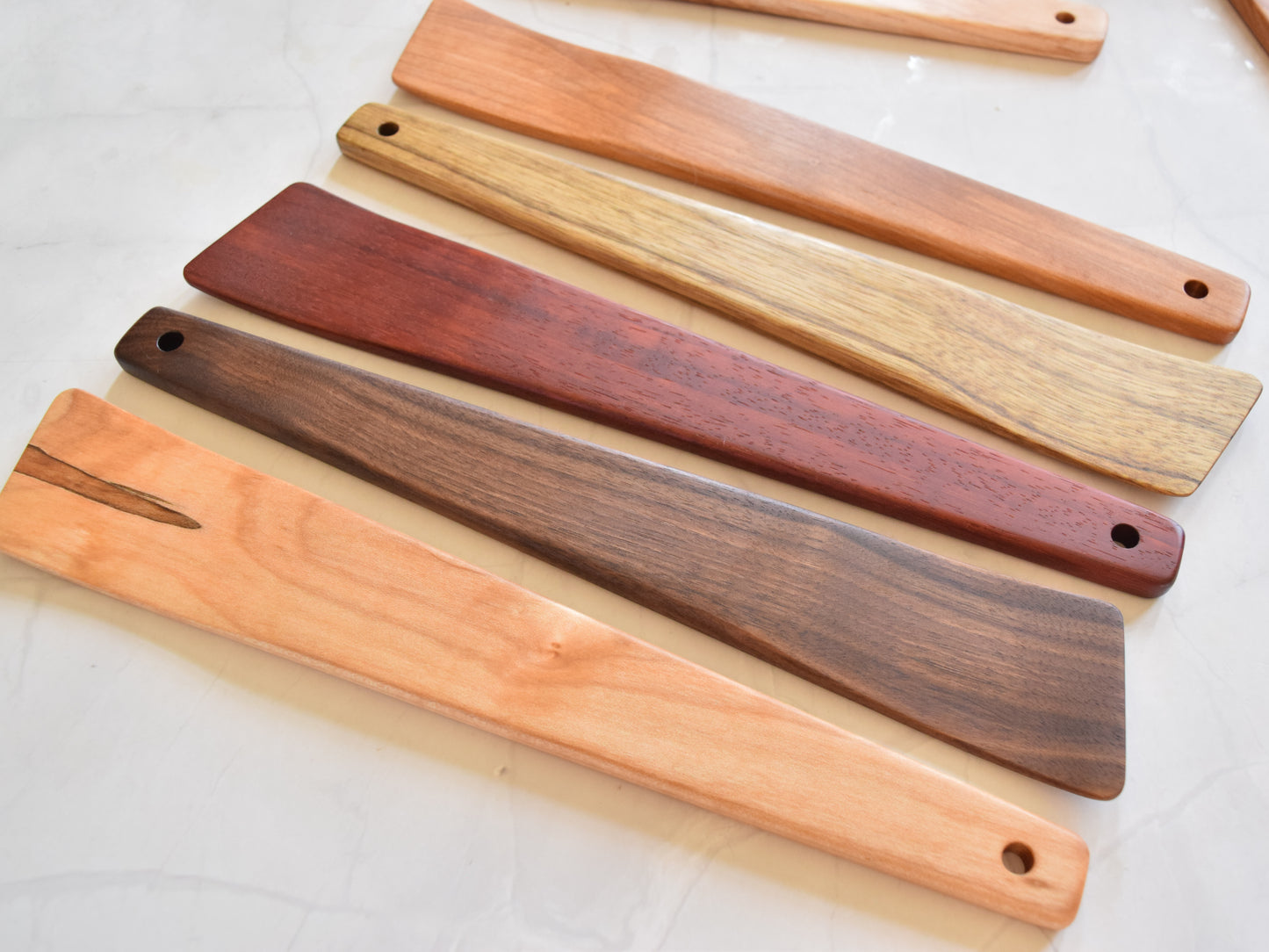 Angled Salad Spatula Set, Set of 2 - Wooden Cooking Tool