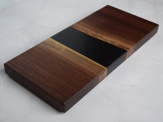 Mini Wooden Epoxy Charcuterie Board - Walnut, Black Epoxy