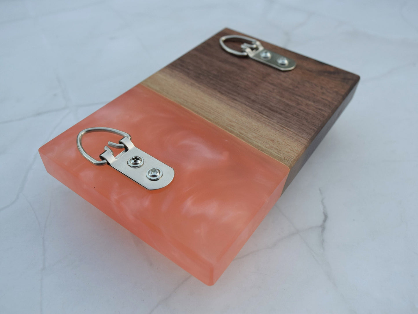 Key Hanger - Wooden - Walnut, Epoxy - Pink