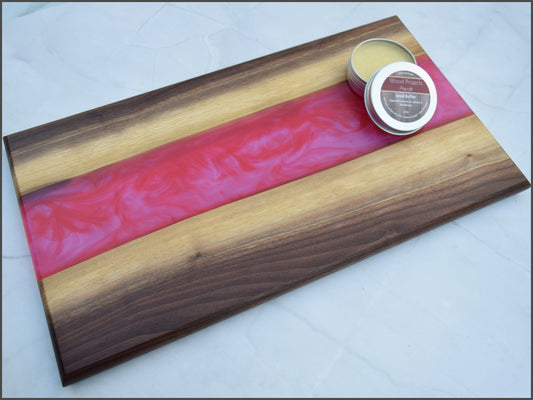 Wooden Epoxy Charcuterie Board - Walnut, Pink