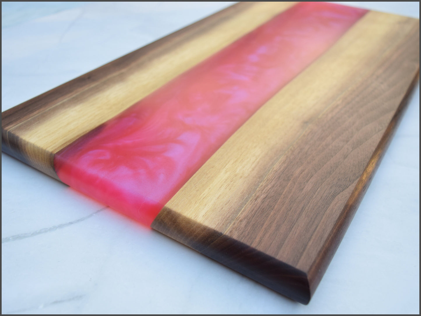 Wooden Epoxy Charcuterie Board - Walnut, Pink