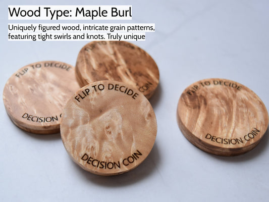 Magnetic Decision Maker Coin - Maple Burl