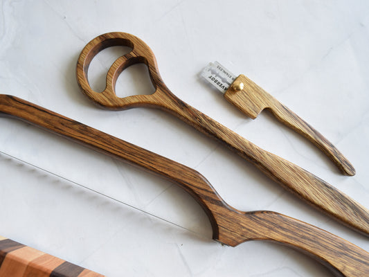 Personalized Black LimbaBread Maker Set - Includes dough whisk, bread knife and a bread lame