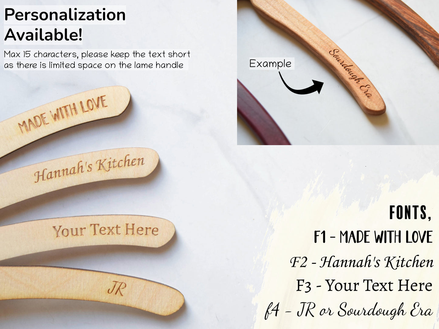 Personalization font options for the bread lame