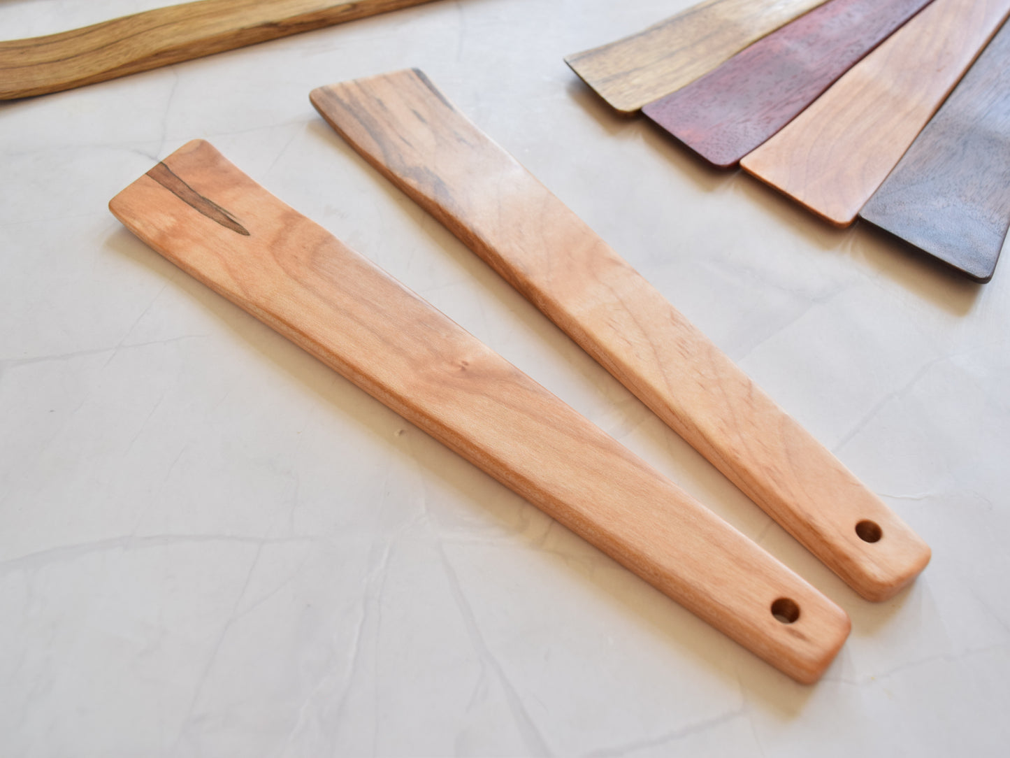 Angled Salad Spatula Set, Set of 2 - Wooden Cooking Tool