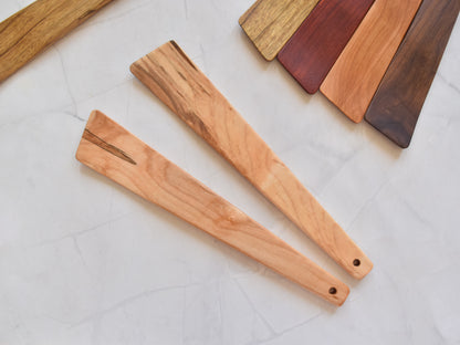 Angled Salad Spatula Set, Set of 2 - Wooden Cooking Tool