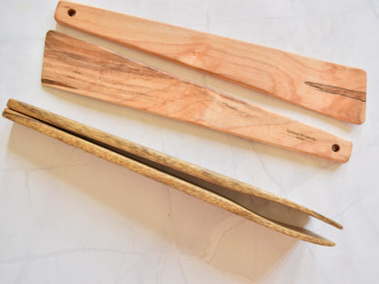 Angled Salad Spatula Set, Set of 2 - Wooden Cooking Tool