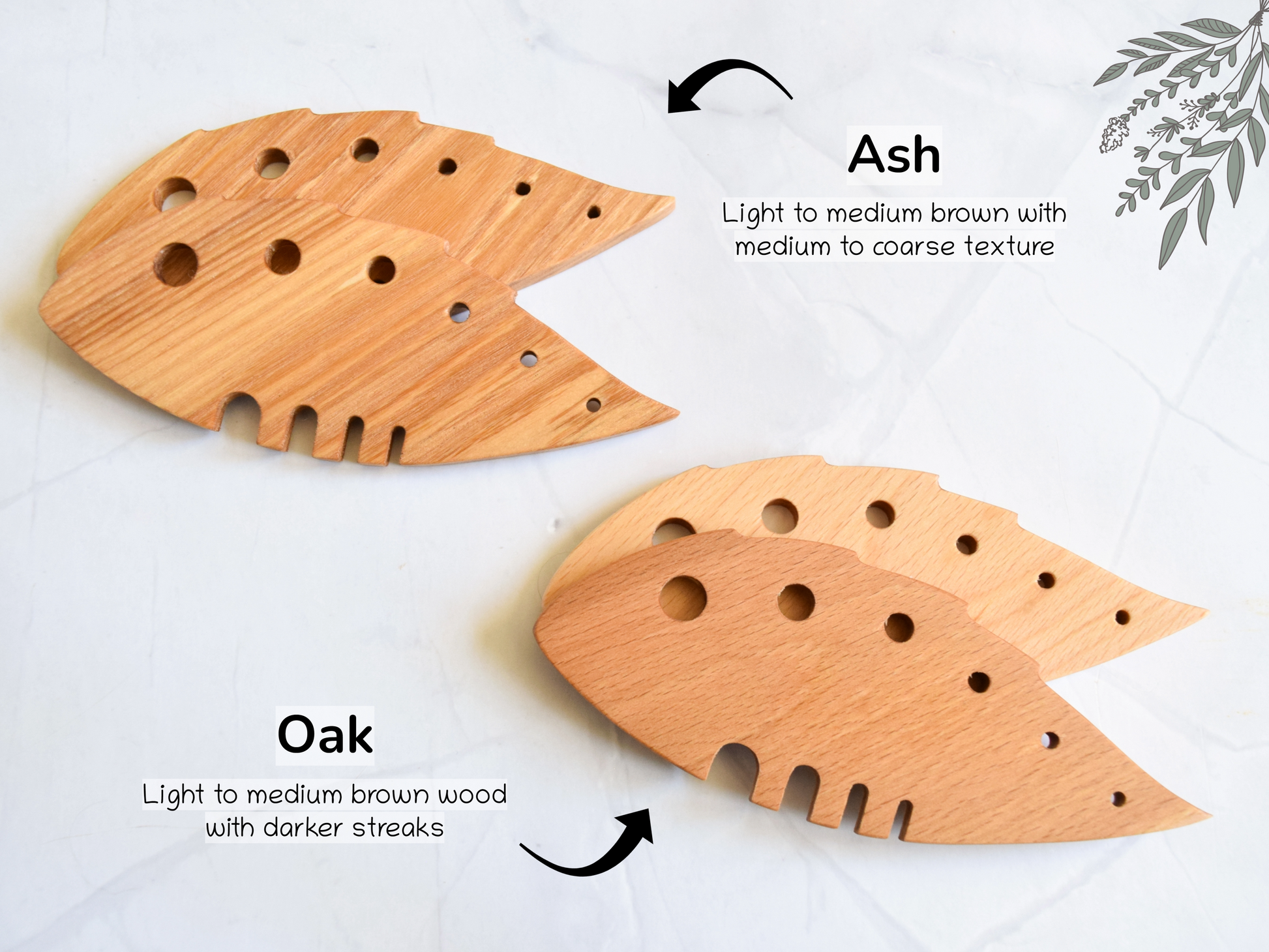 Showing the Ash and Oak wood varieties