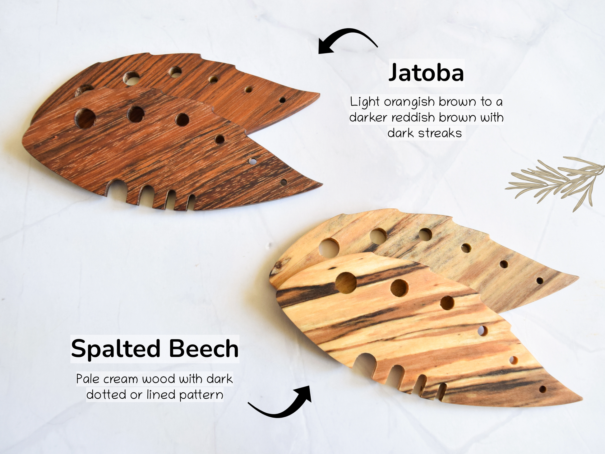 Showing the Jatoba and Spalted Beech varieties