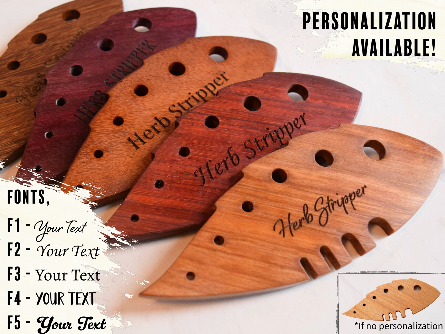 Shows the different fonts available for personalization