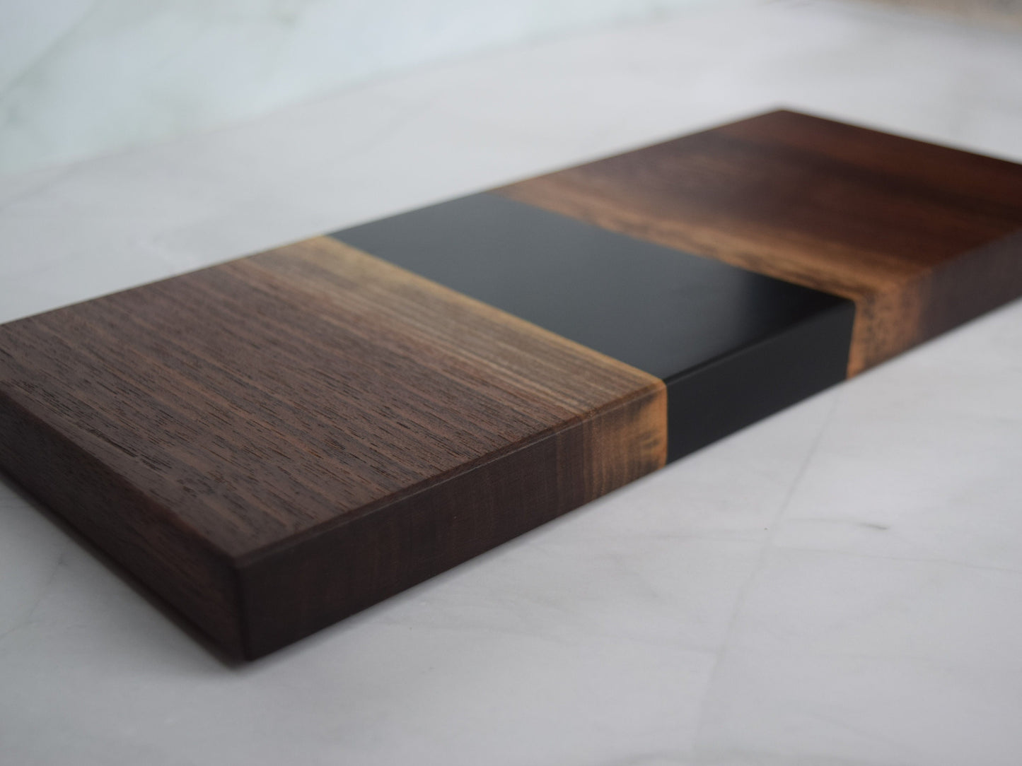 Mini Wooden Epoxy Charcuterie Board - Walnut, Black Epoxy