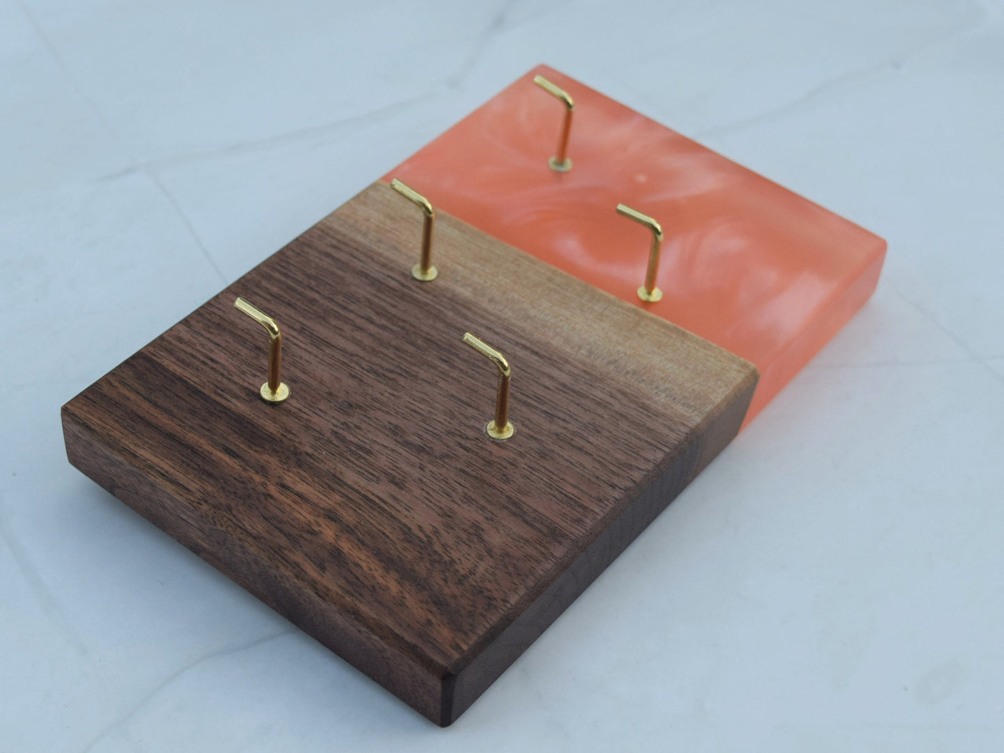 Key Hanger - Wooden - Walnut, Epoxy - Pink