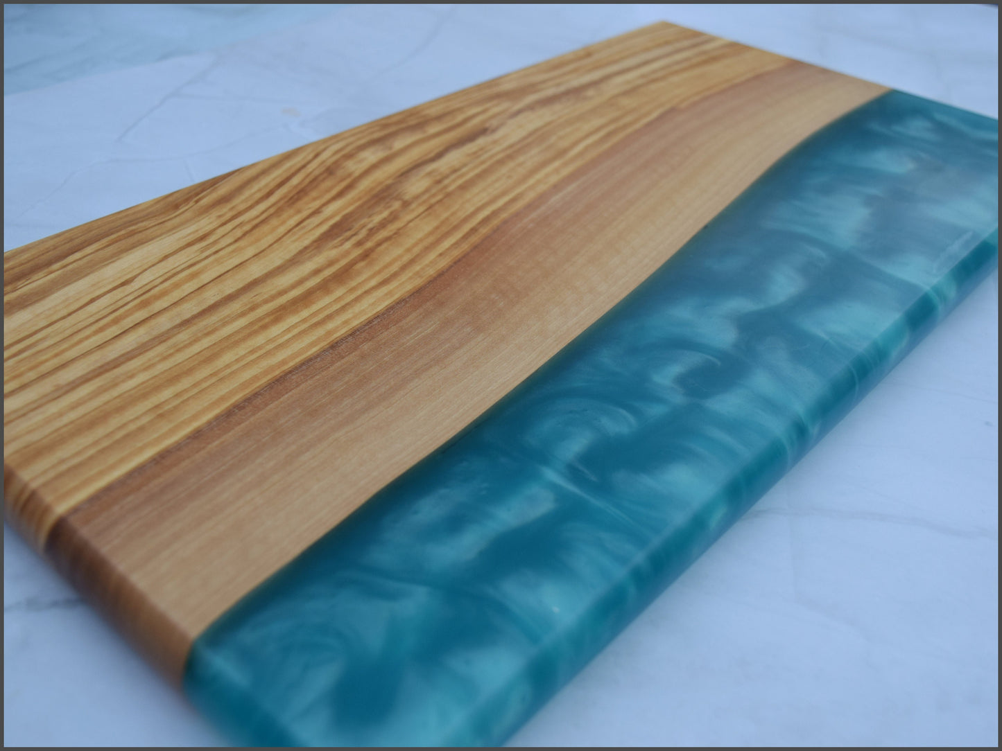 Woden Epoxy Charcuterie Board - Olivewood, Blue