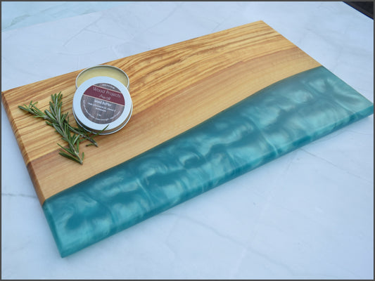 Woden Epoxy Charcuterie Board - Olivewood, Blue