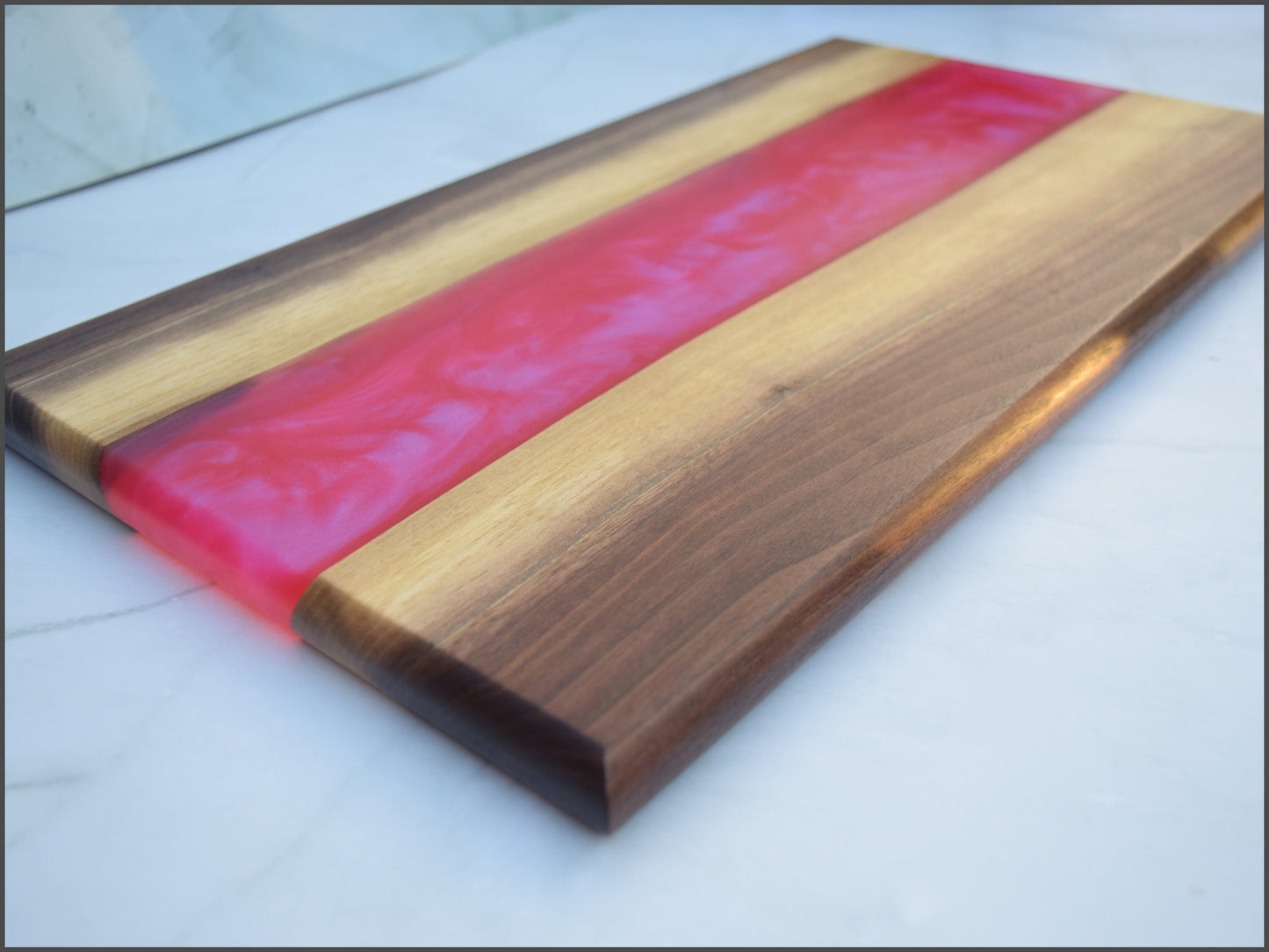 Wooden Epoxy Charcuterie Board - Walnut, Pink