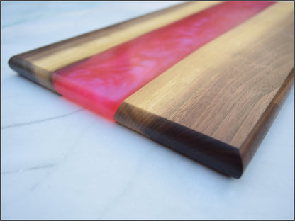 Wooden Epoxy Charcuterie Board - Walnut, Pink