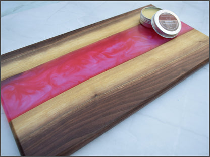 Wooden Epoxy Charcuterie Board - Walnut, Pink