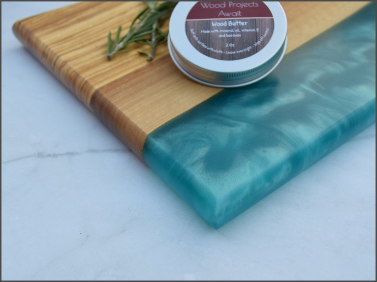 Woden Epoxy Charcuterie Board - Olivewood, Blue