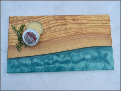 Woden Epoxy Charcuterie Board - Olivewood, Blue