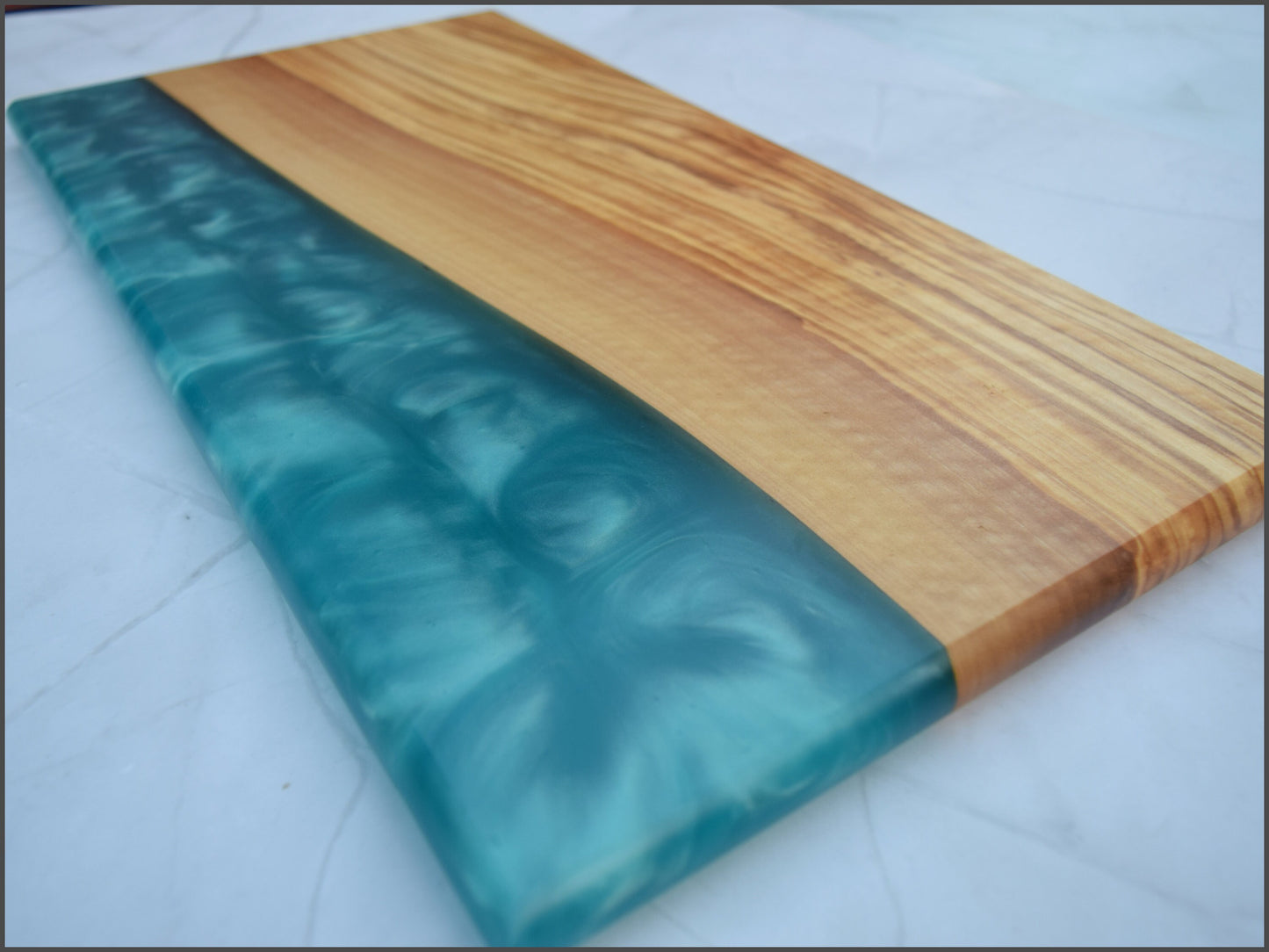 Woden Epoxy Charcuterie Board - Olivewood, Blue