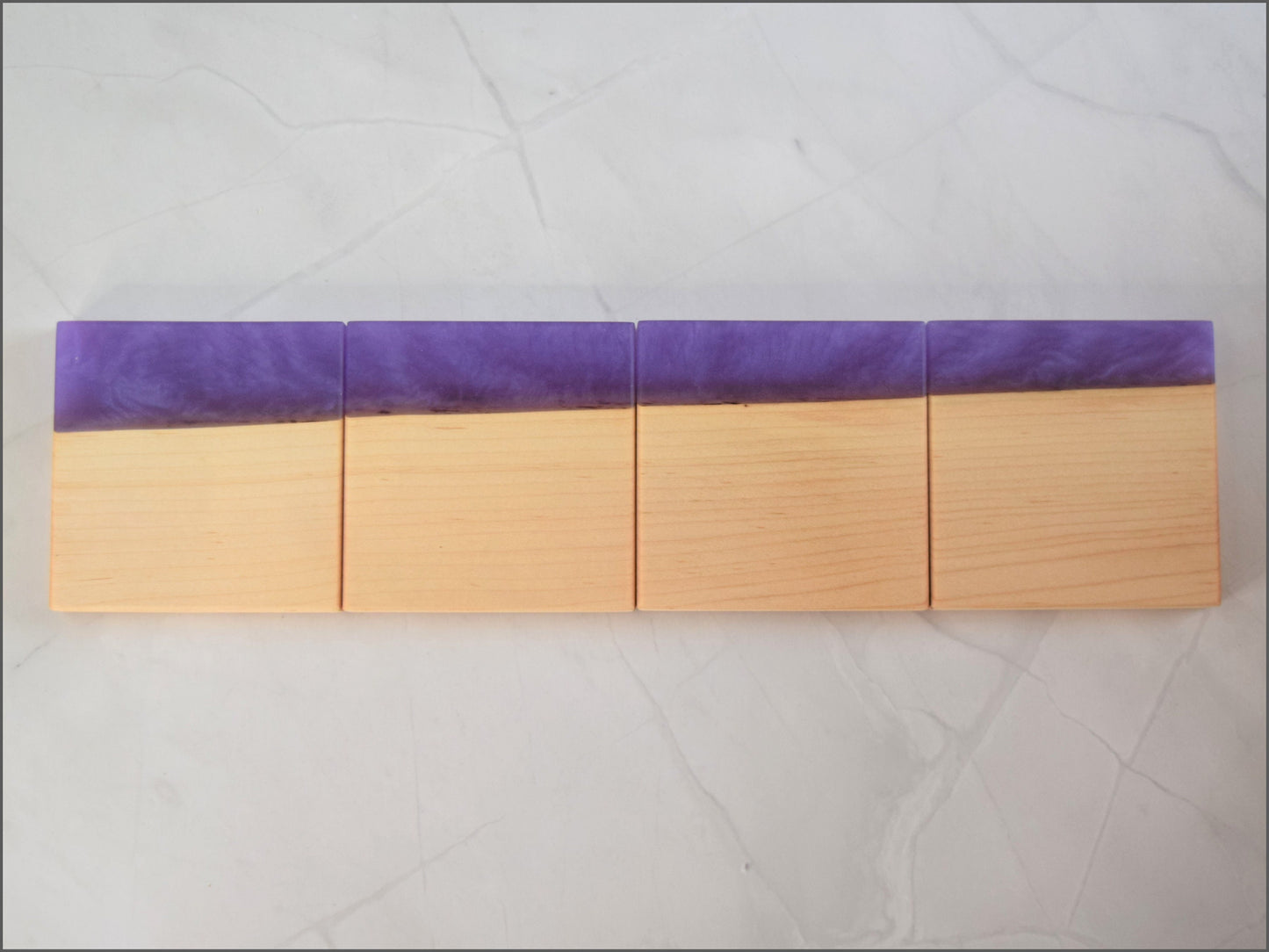 Wooden Epoxy Coasters, Sets of 4 (Wood Type - Maple), Epoxy - ( Black or Purple)