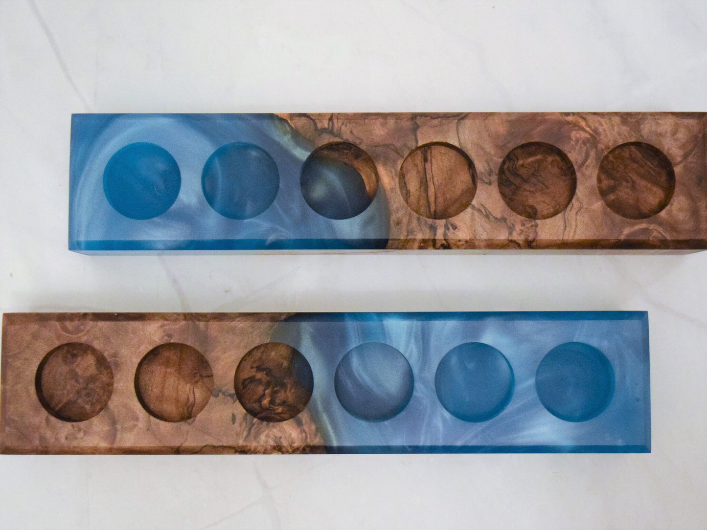 Essential Oil Holder (Maple Burl, Blue Epoxy) - Fits 15ml bottles