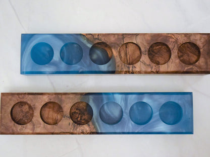 Essential Oil Holder (Maple Burl, Blue Epoxy) - Fits 15ml bottles
