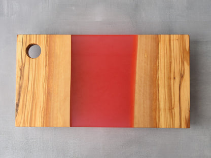 Olivewood Red Epoxy Charcuterie Board