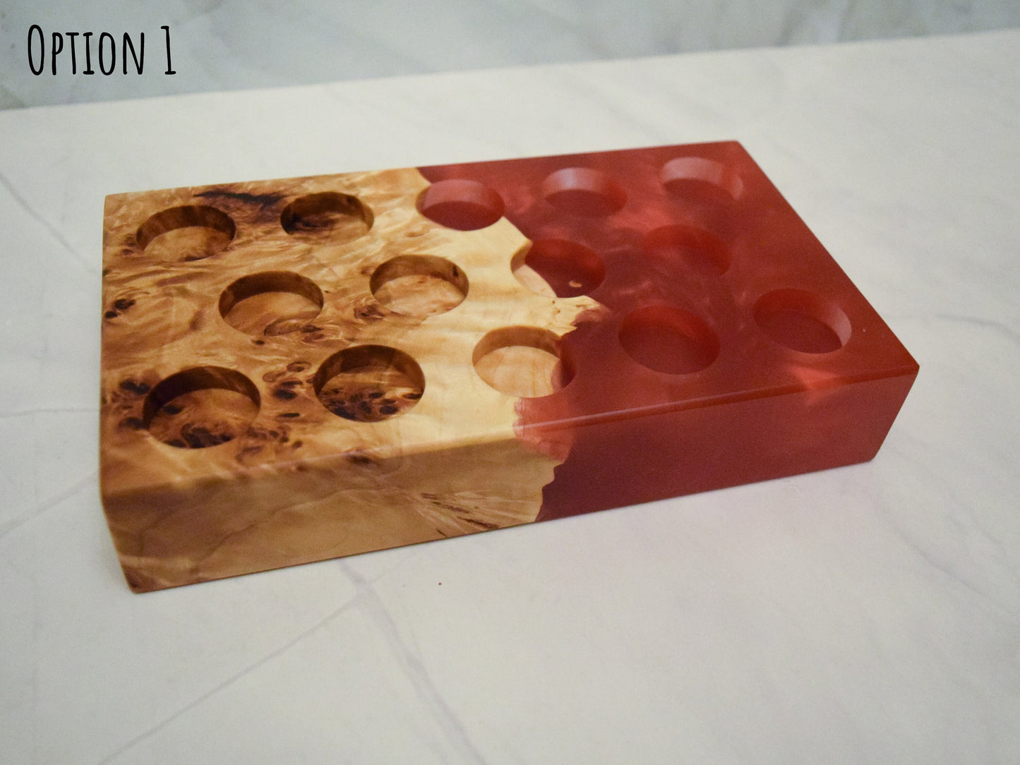 Essential Oil Holder - Red Mappa Burl - Fits 5-10ml bottles