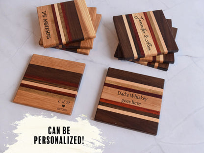 Wooden Coasters, Sets of 4 (Various Wood Types)