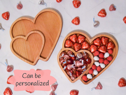 Wooden Heart Shaped Tray