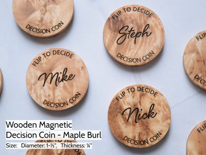 Magnetic Decision Maker Coin - Maple Burl