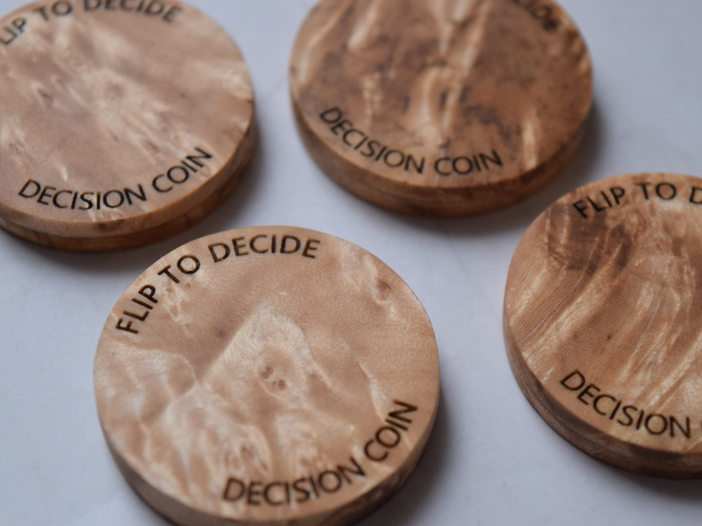 Magnetic Decision Maker Coin - Maple Burl