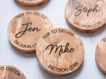 Magnetic Decision Maker Coin - Maple Burl
