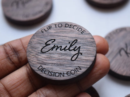 Magnetic Decision Maker Coin - Walnut