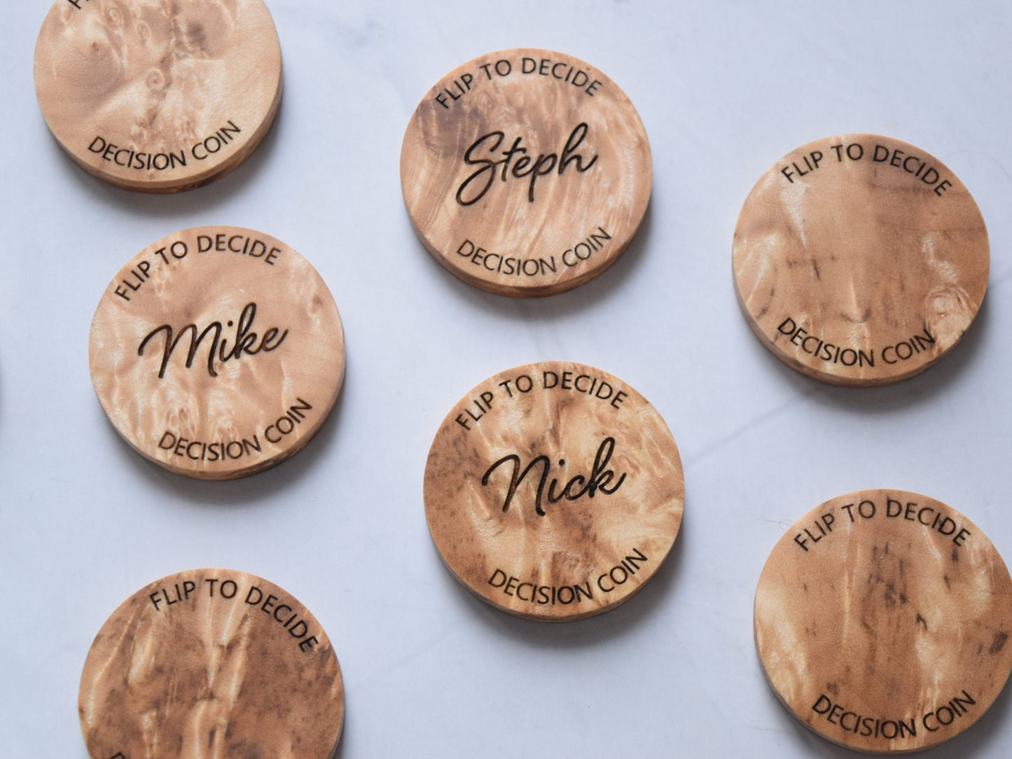 Magnetic Decision Maker Coin - Maple Burl