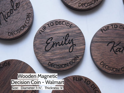 Magnetic Decision Maker Coin - Walnut