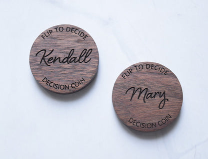 Magnetic Decision Maker Coin - Walnut