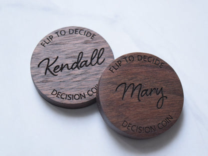 Magnetic Decision Maker Coin - Walnut