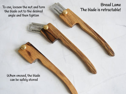 Personalized Black LimbaBread Maker Set - Includes dough whisk, bread knife and a bread lame