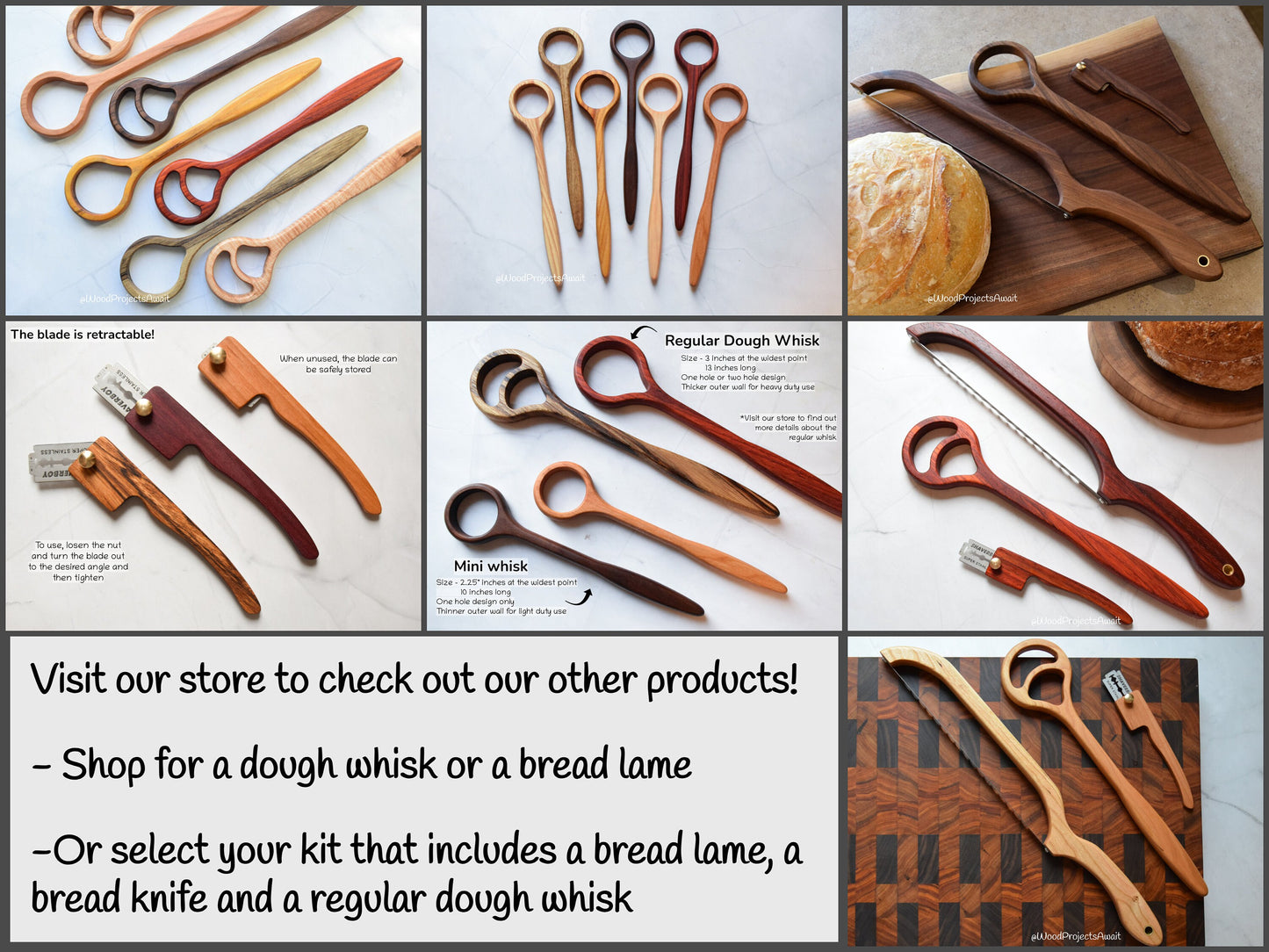 Personalized Black LimbaBread Maker Set - Includes dough whisk, bread knife and a bread lame