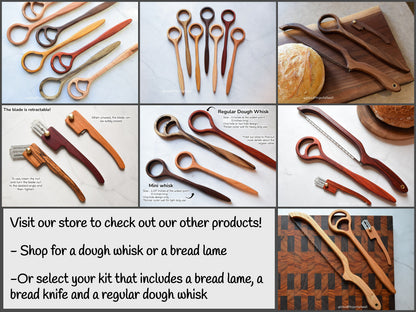 Personalized Black LimbaBread Maker Set - Includes dough whisk, bread knife and a bread lame
