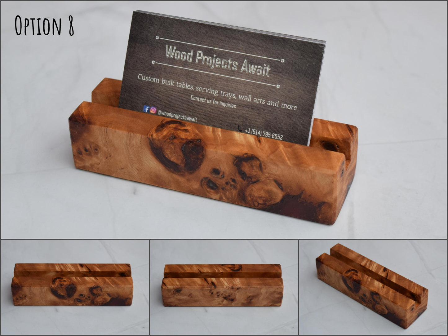 Wooden Epoxy Business Card Holder - Mappa Burl - Red