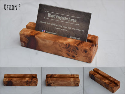 Wooden Epoxy Business Card Holder - Mappa Burl - Red