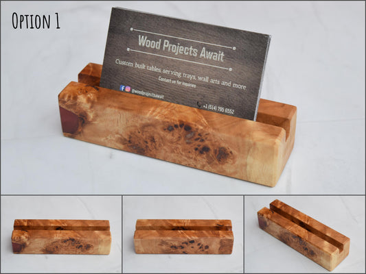 Wooden Epoxy Business Card Holder - Mappa Burl - Red