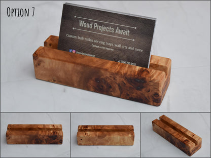 Wooden Epoxy Business Card Holder - Mappa Burl - Red