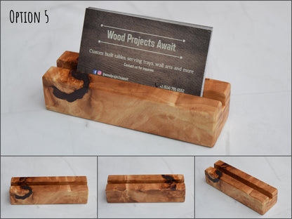 Wooden Epoxy Business Card Holder - Mappa Burl - Red