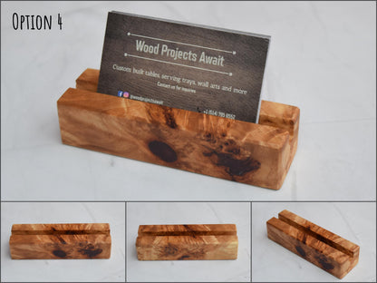 Wooden Epoxy Business Card Holder - Mappa Burl - Red