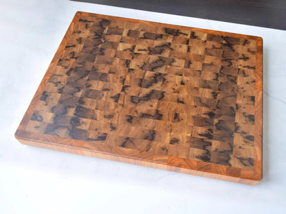 Large Butcher Block Cutting Board - 22" x 17" x 1-3/4" - Black Limba and Canary Wood