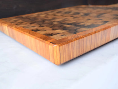 Large Butcher Block Cutting Board - 22" x 17" x 1-3/4" - Black Limba and Canary Wood